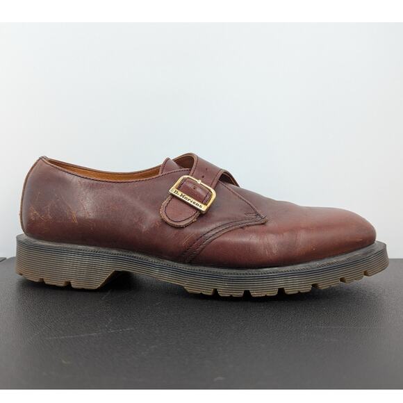 VTG Dr. Martens Brown Monk Strap Shoes Size 10 Made in England Preppy Chunky - Picture 1 of 10